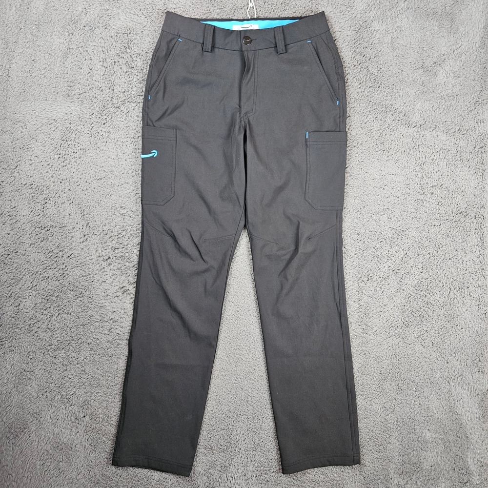 Amazon Luly Yang Mens Cargo Work Pants Gray Blue Waist 30-32 Regular Stretch